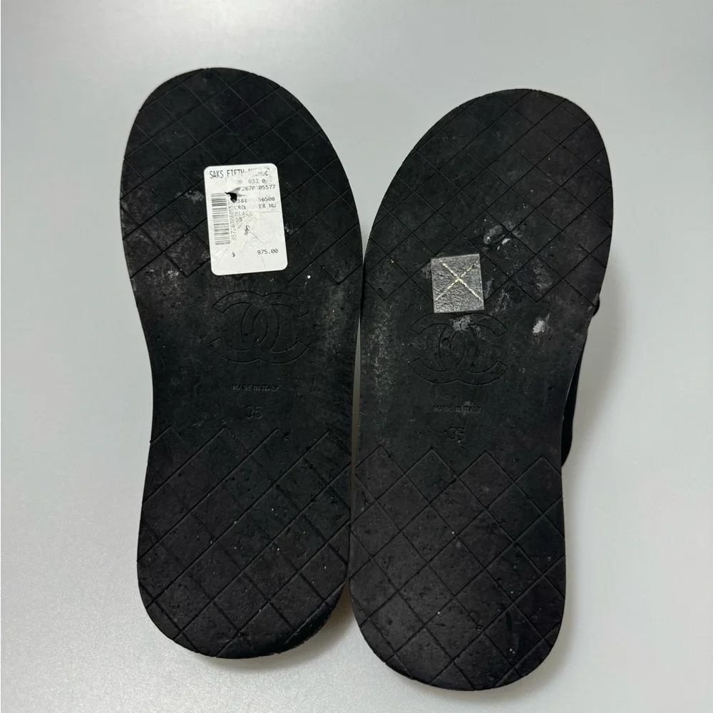Chanel 23S G38864 Black Criss Cross Puffy CC Logo Slide Mule Women’s EU 35/US 5 - Picture 5 of 6